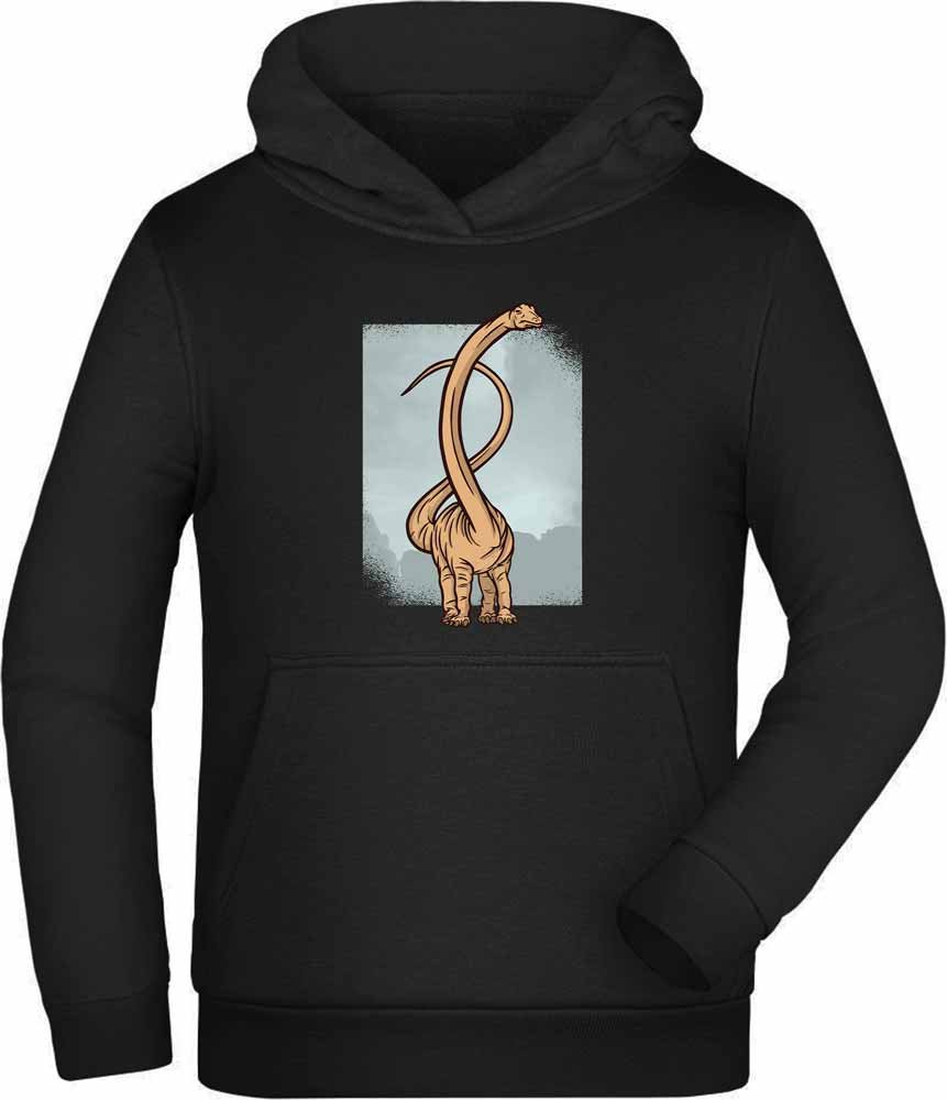 Hoodie Hooded Sweatshirt Kids - With long-necked dinosaur print i48